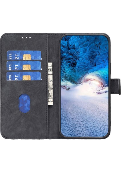 S23 Için Folio Flip Telefon Kapağı+ Baskı Deseni Stand Cüzdan Koruyucu Case Black (Yurt Dışından)