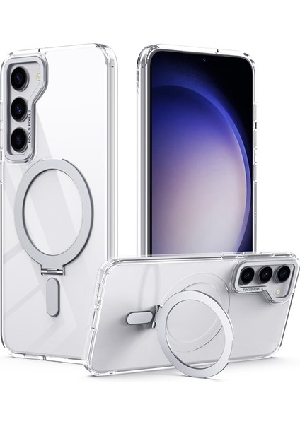 Samsung Galaxy S23 Için Ring Kickstand Manyetik Telefon Kasası Tpu+Akrilik Mat Telefon Kapak Şömine (Yurt Dışından)