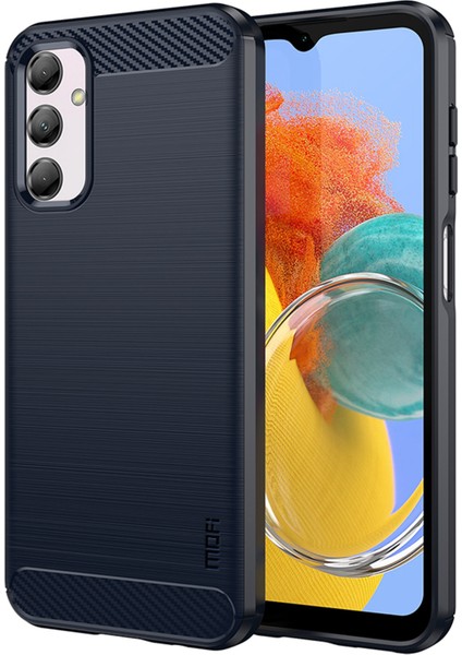 Samsung Galaxy M14 Için 5g Yumuşak Tpu Kapak Karbon Fiber Fırçalanmış Telefon Kabuk Mavisi (Yurt Dışından)