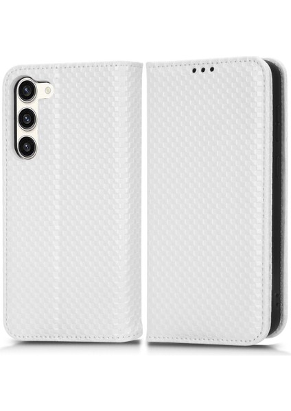 Samsung Galaxy S23 Için+ Manyetik Oto Ahmsorbed Stand Case Doku Pu Pu Deri Telefon Cüzdan Kapak-Beyaz (Yurt Dışından)