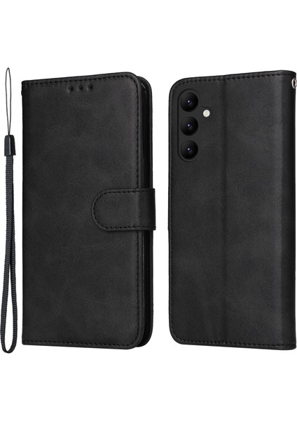 Samsung Galaxy A24 Için 4g Pu Deri Cüzdan Telefon Kılıf Buzağı Dokusu Anti-Drop Stand Mobil Kapak Black (Yurt Dışından)