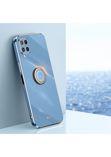 Samsung Galaxy A12 Için Xinli Back Shell, Elektrokaplama Altın Kenar Yüzük Kickstand Case Yumuşak Tpu Kapak-Mavi (Yurt Dışından) fiyatları