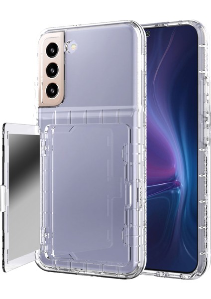 S22 Için 5g Cardcase Serisi Kart Tutucu Kickstand Case Kalınlaştırılmış Pc+Tpu Telefon Kapağı Aynalı Tutumlu (Yurt Dışından)