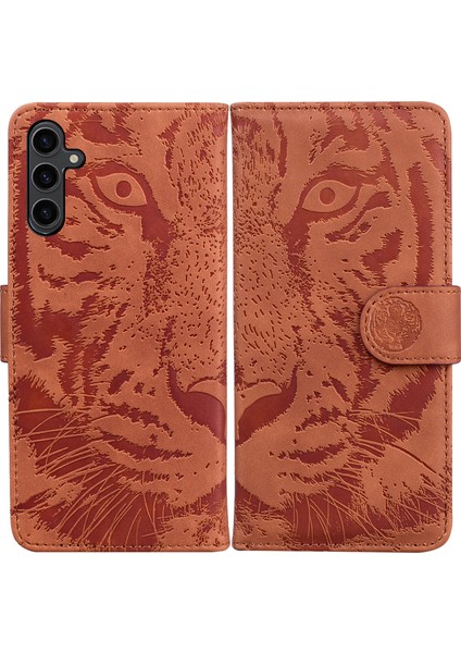 Samsung Galaxy A24 Için 4g Cüzdan Kılıfı Tiger Baskılı Flip Folio Pu Deri Telefon Kapağı Stand-Brown (Yurt Dışından)