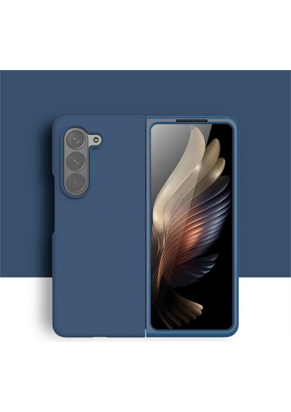 Samsung Galaxy Z Fold5 5g Sıvı Sıvı Silikon Anti-Damla Telefon Kılıfı Ultra Ince Şok Geçirmez Kapak-Midnight Mavi (Yurt Dışından)