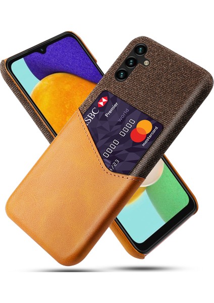 Samsung Galaxy A54 5g Kart Tutucu Kumaş Doku Telefon Kasası Kaymaz Pu Deri Kaplamalı Sert Pc Çizik Dirençli Telefon Geri Kapak-Turun (Yurt Dışından)
