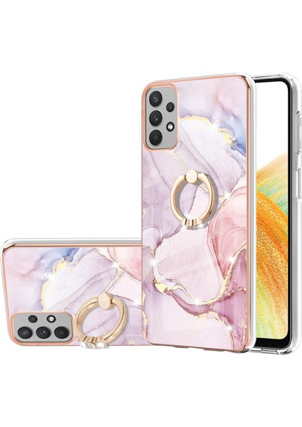 Samsung Galaxy A33 5g Mermer Desen Tpu Telefon Kılıfı Imd Elektraplama Kickstand Cover Gold 005 (Yurt Dışından)