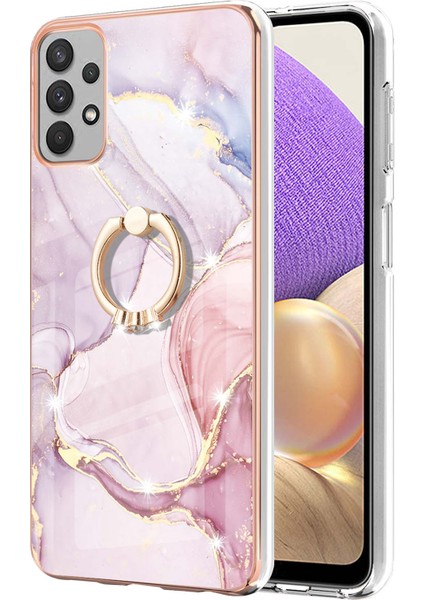 Samsung Galaxy A33 5g Mermer Desen Tpu Telefon Kılıfı Imd Elektraplama Kickstand Cover Gold 005 (Yurt Dışından)