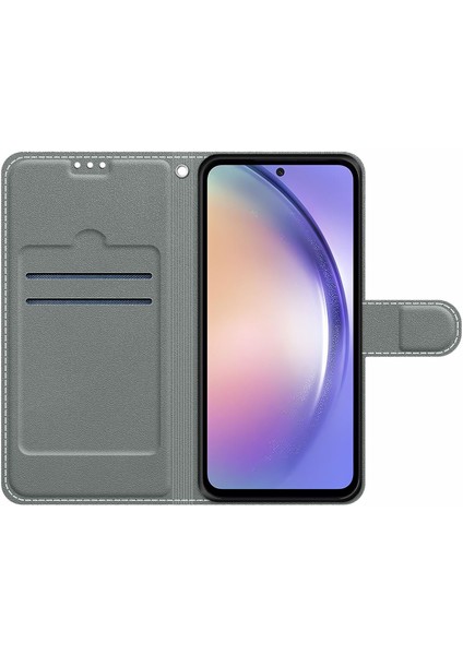 Samsung Galaxy A54 5g Kart Yuvaları Için Şok Geçirmez Kasa Telefon Kasası Desen Baskılı Deri Flip Kapak Stand, Kayış Gecesi Yol/ay (Yurt Dışından)