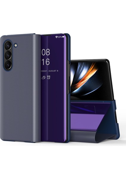 Samsung Galaxy Z Fold5 5g Için Ayna Yüzey Telefon Kılıfı 5g Elektrapan Deri Telefon Kapağı Stand-Morple ile (Yurt Dışından)