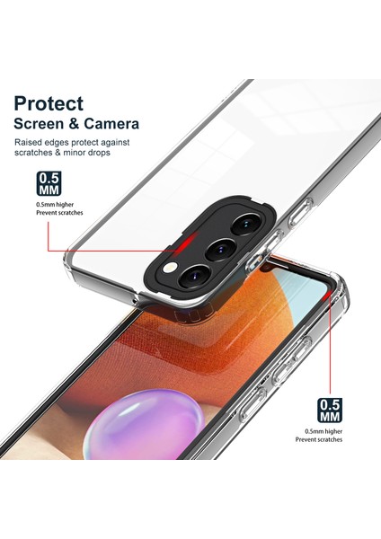 Samsung Galaxy S23 Şeffaf Telefon Kılıfı Için 3-1 Arada Tpu Arka Plaka+Pc Çerçevesi+Pc Kamera Koruma Yüzüğü Damla Geçirmez Kapak Black (Yurt Dışından)