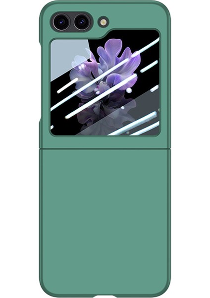 Samsung Galaxy Z Flip5 5g Pc Pc Telefon Kılıfı Küçük Ekranlı Film-Dark Green ile Cilt Şok Geçirmez Kapak (Yurt Dışından)