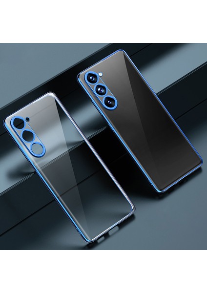 Samsung Galaxy S23 Için Sulada Elektrokaplama Telefon Kılıfı, Düz Kenar Net Tpu Telefon Kapak Mavisi (Yurt Dışından)