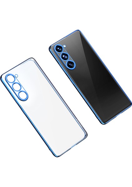Samsung Galaxy S23 Için Sulada Elektrokaplama Telefon Kılıfı, Düz Kenar Net Tpu Telefon Kapak Mavisi (Yurt Dışından)