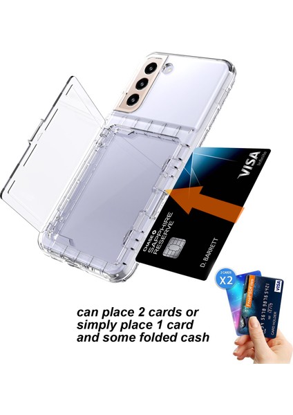 Samsung Galaxy S22+ 5g Kart Kılıf Serisi Kart Tutucu Kapağı Gizden Ayna Kalın Pc+ Tpu Kickstand Telefon Kılıfı Kılıfı (Yurt Dışından)