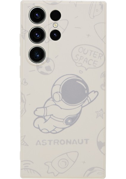 Samsung Galaxy S23 Için Ultra Koruyucu Telefon Kılıfı Kesin Kesme Alanı Astronot Deseni Tpu Kapak-Beyaz (Yurt Dışından)