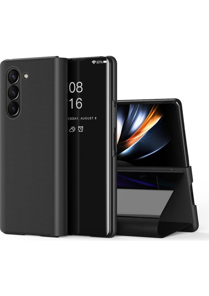 Samsung Galaxy Z Fold5 5g Için Ayna Yüzey Telefon Kılıfı Stand-Black ile Elektrapan Deri Telefon Kapağı (Yurt Dışından)