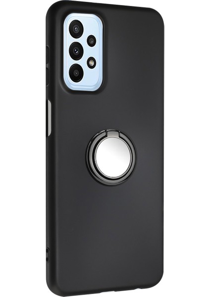 Samsung Galaxy A73 5g Ayna Benzeri Yüzük Kickstand Tpu Kasa Mat Telefon Anti-Damla Kapak-Siyah (Yurt Dışından)