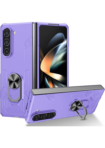 Samsung Galaxy Z Fold5 Için 5g Yüzük Kickstand Telefon Kasası Sabit Pc Anti-Damla Kapak Desteği Manyetik Araç Montaj-Moral (Yurt Dışından)