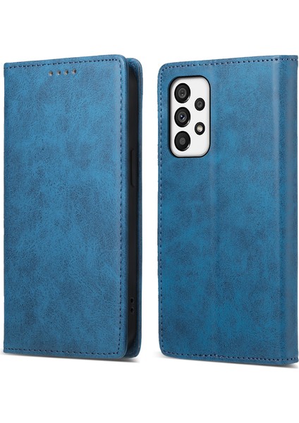 Df-05 Samsung Galaxy A73 5g Pu Deri Rfıd Engelleme Kılıf Cüzdan Standı Iş Telefonu Kapak Blue (Yurt Dışından)