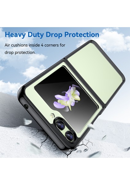 Samsung Galaxy Z Flip5 5g Cep Telefonu Geri Kapak Temiz Koruyucu Şok Geçirmez Tpu+Akrilik Case-Black (Yurt Dışından)