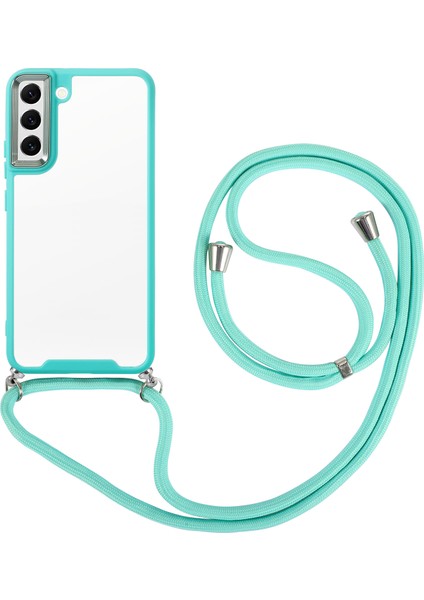 Samsung Galaxy S22 Için 5g Kalın Uçlu Telefon Kasası Elektrokaplama Lens Çerçevesi Tpu+Akrilik Cep Telefonu Kapağı Uzun Kordon Nane Yeşili (Yurt Dışından)