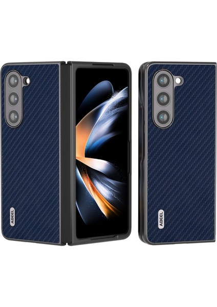 Seashell Digital Samsung Galaxy Z Fold5 5g Pu Deri Kaplamalı Pc Arka Kapak Karbon Fiber Doku Şok Geçirmez Telefon Kılıf Mavisi (Yurt Dışından)