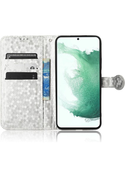 Samsung Galaxy S23 Için+ Cep Telefonu Kapak Dot Desek Baskılı Pu Deri Deri Anti-Çizelge Cüzdan Stand Kılıfı Strap-Silver ile (Yurt Dışından)