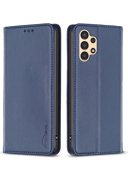 Samsung Galaxy A73 Için 5g Telefon Stand Kılıf Kart Tutucu Pu Deri+Tpu Kapak-Mavi (Yurt Dışından)