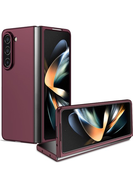 Samsung Galaxy Z For Fold5 5g Sabit Pc Anti-Damla Kapağı Katlanır Telefon Koruyucu Case-Wine Kırmızı (Yurt Dışından)