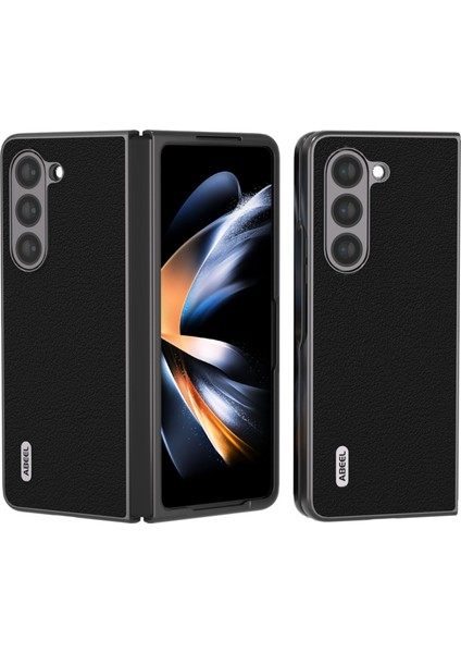 Samsung Galaxy Z Foluine Cow Deri+Sert Pc Kabuk Siyah Edge Telefon Kılıfı Kapak Black Için (Yurt Dışından)