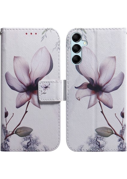 Samsung Galaxy Için M54 5G/F54 5g Pu Deri Deri Stand Telefon Kılıf Desen Baskı Cüzdan Kapak Pembe Çiçeği (Yurt Dışından)