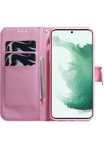 Samsung Galaxy Için M54 5G/F54 5g Pu Deri Deri Stand Telefon Kılıf Desen Baskı Cüzdan Kapak Pembe Çiçeği (Yurt Dışından)