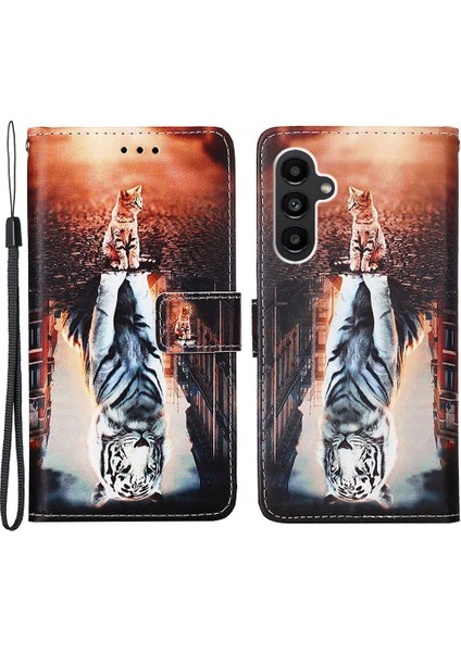 Samsung Galaxy A25 5G/A24 4g Flip Telefon Kılıfı Deri Cüzdan Stand Kapak Kedisi ve Kaplan (Yurt Dışından)