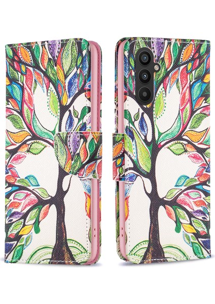 Samsung Galaxy A24 Için 4g Desen Baskı Anti-Drop Telefon Kılıfı Pu Deri Cüzdan Stand Kapak Yaşam Ağacı (Yurt Dışından)