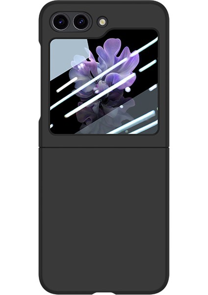Samsung Galaxy Z Flip5 5g Pc Telefon Kılıfı Küçük Ekranlı Film-Black ile Cilt Şok Geçirmez Kapak (Yurt Dışından)
