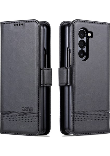 Samsung Galaxy Z Fold5 5g Pu Deri Deri Cüzdan Kılıf Flip Folio Stand Telefon Kapak Black (Yurt Dışından)
