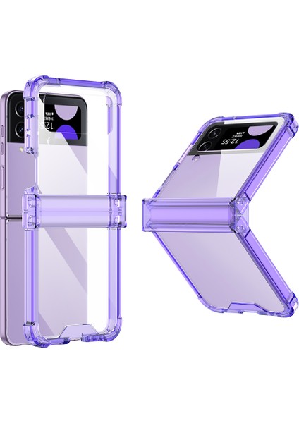 Samsung Galaxy Z Flip3 Için Gkk 5g Menteşe Koruma Açık Telefon Kılıfı Yumuşak Tpu Güçlendirilmiş Köşeler Şok Geçirmez Anti-Drop Kapak Tespit Mor Mor (Yurt Dışından)