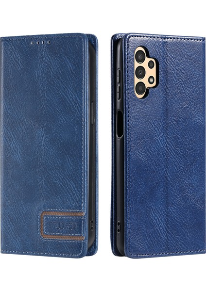 Ttudrch Style 007 Samsung Galaxy A32 4g (Ab Versiyonu) Stand Cüzdan Telefon Kapağı Rfıd Deri Bloku Blue (Yurt Dışından)
