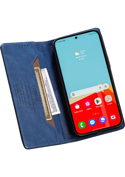 Ttudrch Style 007 Samsung Galaxy A32 4g (Ab Versiyonu) Stand Cüzdan Telefon Kapağı Rfıd Deri Bloku Blue (Yurt Dışından)