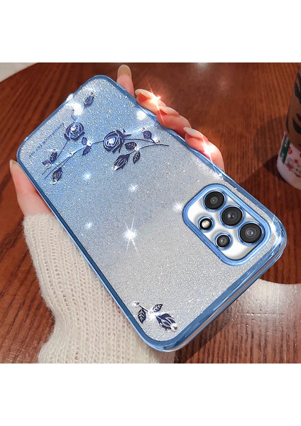 Samsung Galaxy A53 Için Kadem 5g Gradyan Glitter Tpu Kapak Çiçek Rhinestone Dekor Anti-Drop Telefon Kılıf Mavisi (Yurt Dışından) fiyatları
