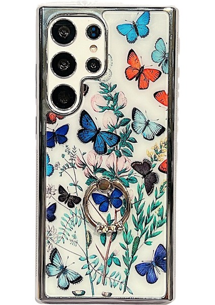 Seashell Digital Samsung Galaxy S22 Ultra 5g Imd Çiçek Deseni Pc+Tpu Telefon Kılıfı (Yurt Dışından)