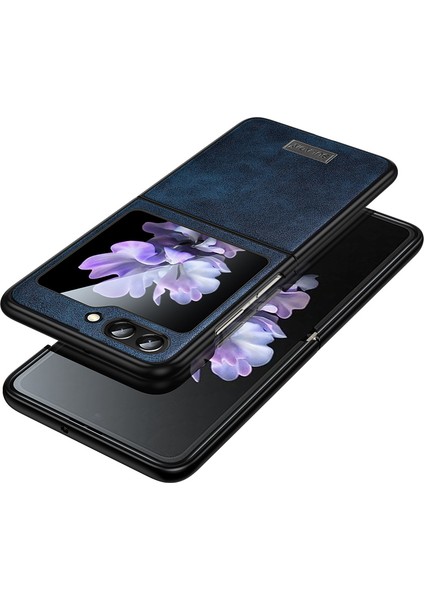 Samsung Galaxy Z Flip5 Için Sulada 5g Çizgiye Dönüş Anti Tele Kılıfı Pu Deri Kaplamalı Tpu Kapak Mavisi (Yurt Dışından)