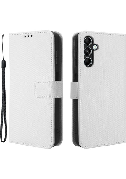 Samsung Galaxy Için M54 5G/F54 5g Pu Deri Deri Manyetik Flip Kılıf Elmas Doku Cüzdan Stand Telefon Kapak-Beyaz (Yurt Dışından)