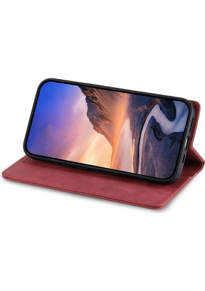 Samsung Galaxy A73 Için Df-05 5g Pu Deri Rfıd Engelleme Kılıf Stand Stand Business Phone Cover-Red (Yurt Dışından)