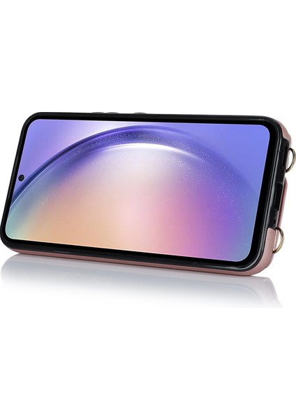 Samsung Galaxy A54 Için 5g Fermuar Cüzdan Deri Kaplamalı Tpu Kılıf Döner Yüzük Kickstand Telefon Kapak Golü (Yurt Dışından)