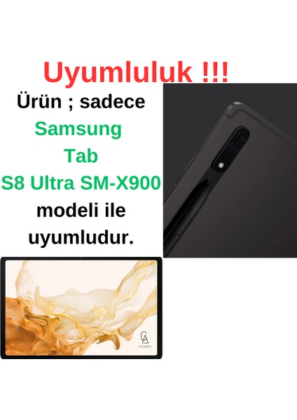 Samsung Galaxy  Tab S8 Ultra SM-X900 Uyumlu Köşe Dolgulu Tablet Kılıfı Ekran Koruycu Kalem Seti