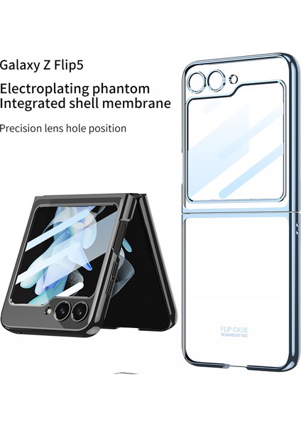 Samsung Galaxy Z Flip5 Için Gkk 5g Katlanır Telefon Kapağı Kabuğu Elektrokaplama Plastik Telefon Kılıfı Temperli Cam Ekran Film Şampiyonu Altın (Yurt Dışından) fiyatları
