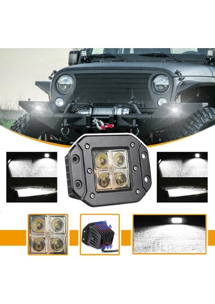 Off Road Sis Lambası 4 Ledli Gömme Montaj 10-30 Volt