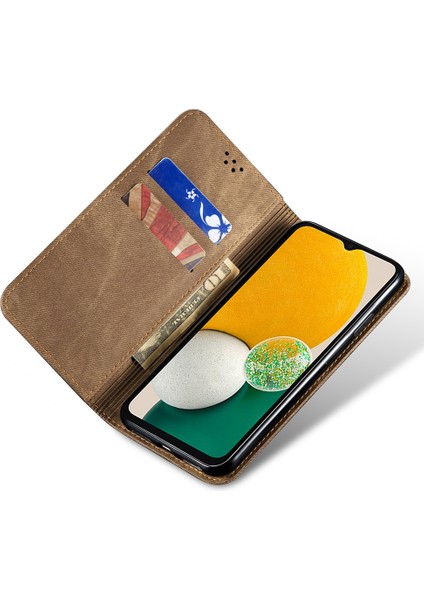 Samsung Galaxy A24 4g Için Bırakma Telefon Kılıfı Stand Cüzdan-Khaki ile Deri Deri Kapak (Yurt Dışından)